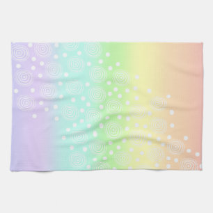 Pastel Rainbow Circles in Circles Kitchen Towel