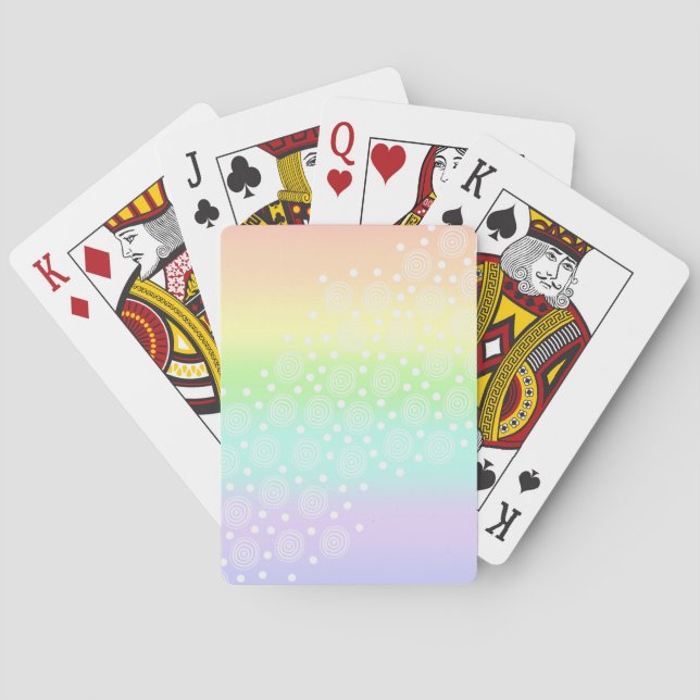 Pastel Rainbow Circles in Circles Playing Cards (Back)