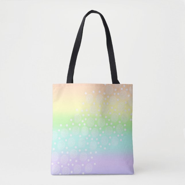 Pastel Rainbow Circles in Circles Tote Bag (Front)