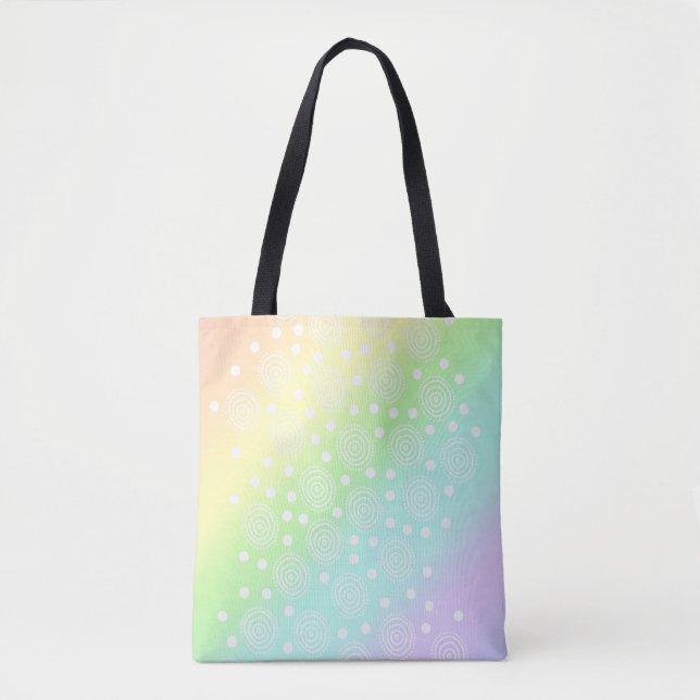 Pastel Rainbow Circles in Circles Tote Bag (Front)