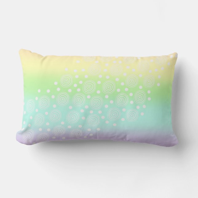 Pastel Rainbow Circles Lumbar Pillow (Front)