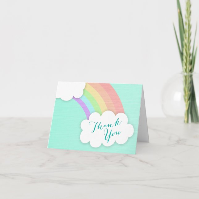 Pastel Rainbow Cloud Baby shower Merci Note (Devant)