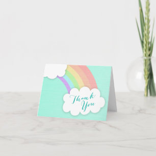 Pastel Rainbow Cloud Baby Shower Thank You Note Card