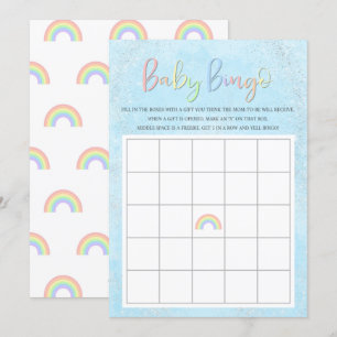 Pastel Rainbow & Clouds Baby Bingo Invitation