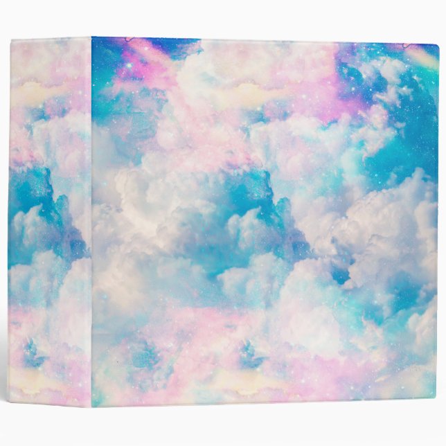 Pastel Rainbow Cloudy Sky Aesthetic Binder (Front/Spine)