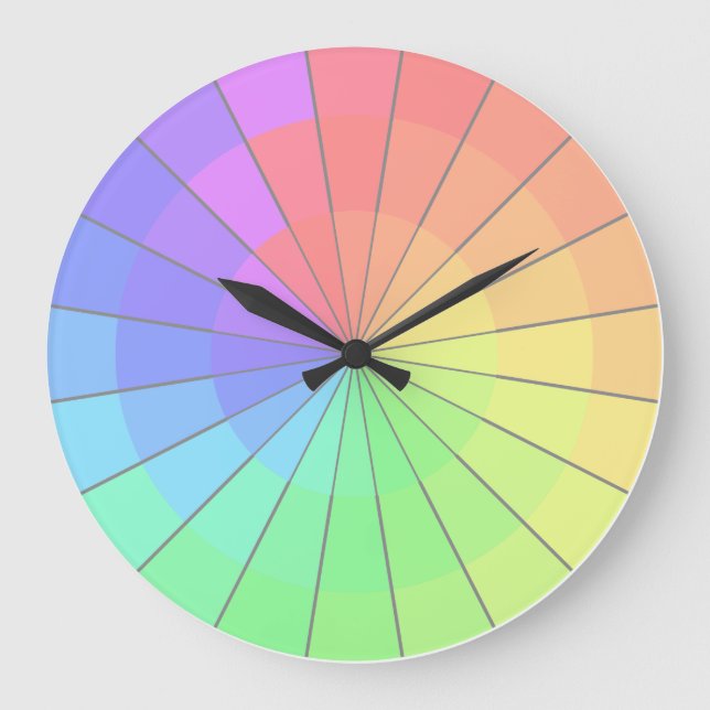 Pastel Rainbow Color Wheel Artistes Horloge (Recto)