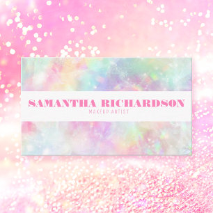Pastel Rainbow Colorful Holographic Opal Crystal Business Card