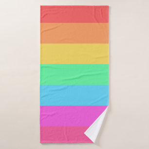 Pastel Rainbow Colour Stripes Design Bath Towel