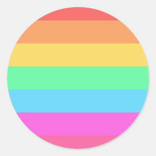 Pastel Rainbow Colour Stripes Design  Classic Round Sticker