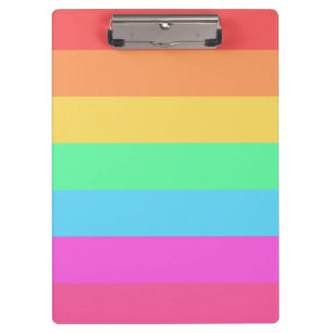 Pastel Rainbow Colour Stripes Design Clipboard