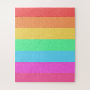Pastel Rainbow Colour Stripes Design Jigsaw Puzzle