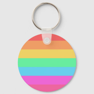 Pastel Rainbow Colour Stripes Design  Keychain