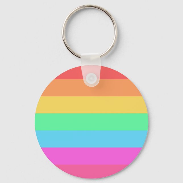 Pastel Rainbow Colour Stripes Design  Keychain (Front)