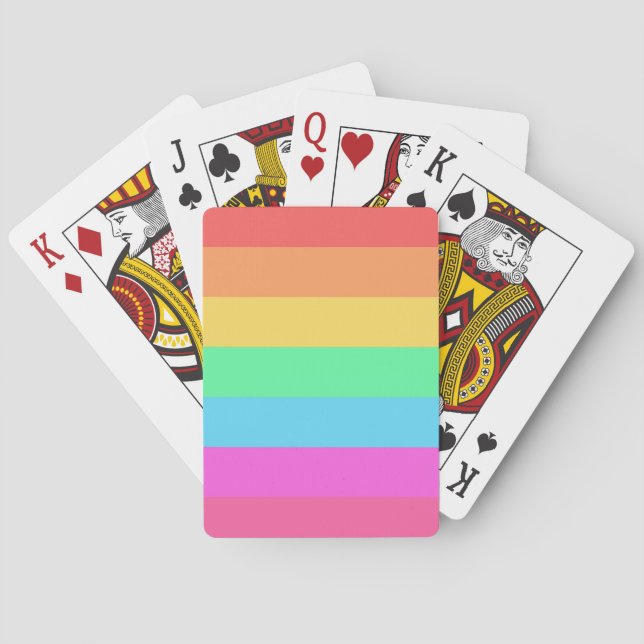 Pastel Rainbow Colour Stripes Design  Playing Cards (Back)