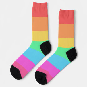 Pastel Rainbow Colour Stripes Design Socks