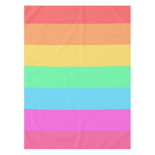 Pastel Rainbow Colour Stripes Design Tablecloth