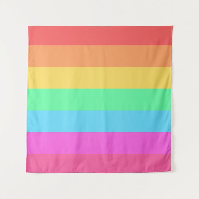 Pastel Rainbow Colour Stripes Design  Tapestry (Front)