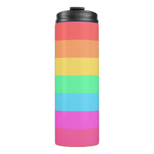 Pastel Rainbow Colour Stripes Design Thermal Tumbler