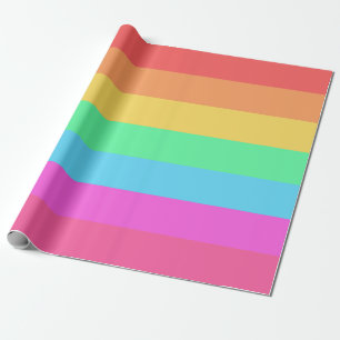 Pastel Rainbow Colour Stripes Design Wrapping Paper