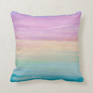 Pastel Rainbow Coloured Abstract Painting Throw Pillow