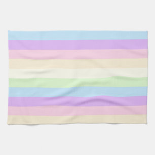 Pastel Rainbow Coloured Stripe Pattern Kitchen Towel