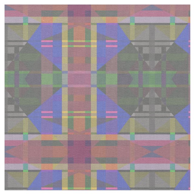 Pastel Rainbow Colourful Geometric Fabric (Close Up)