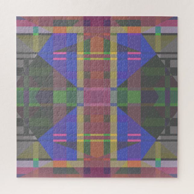 Pastel Rainbow Colourful Geometric Jigsaw Puzzle (Vertical)