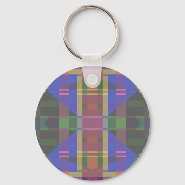 Pastel Rainbow Colourful Geometric Keychain (Front)