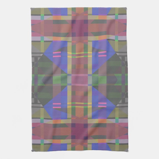 Pastel Rainbow Colourful Geometric Kitchen Towel (Vertical)
