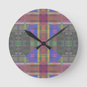 Pastel Rainbow Colourful Geometric Round Clock