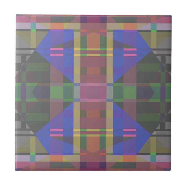 Pastel Rainbow Colourful Geometric Tile (Front)