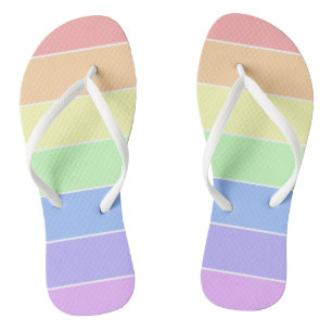 Pastel Rainbow Colourful Stripes Pattern Summer Flip Flops