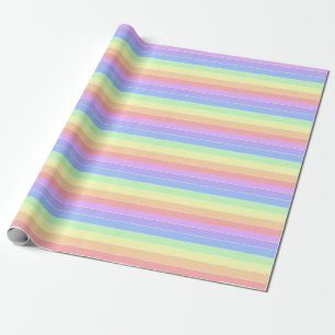 Pastel Rainbow Colourful Stripes  Wrapping Paper