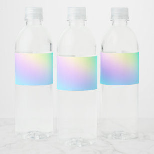 Pastel Rainbow Colours Abstract Blur Gradient Ombr Water Bottle Label