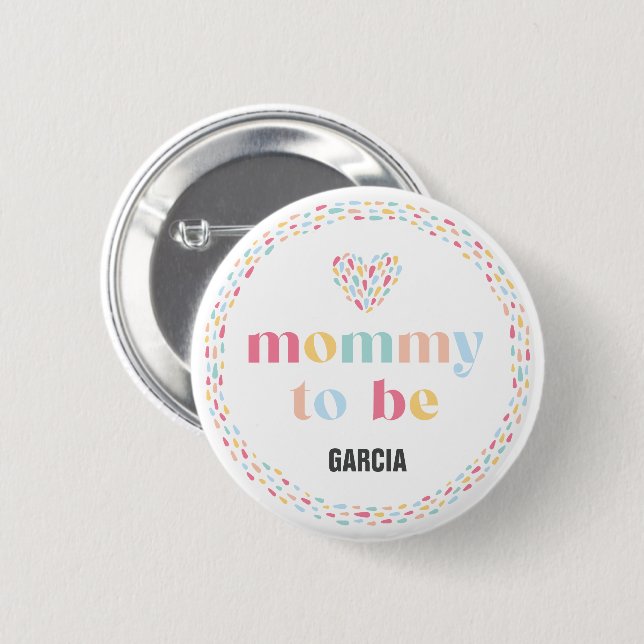 Pastel Rainbow Colours Baby Shower Mommy to be 2 Inch Round Button (Front & Back)