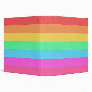 Pastel Rainbow Colours Stripes Design Binder