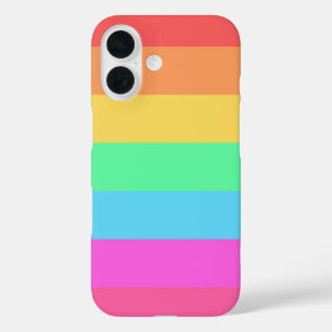 Pastel Rainbow Colours Stripes Design iPhone 16 Case