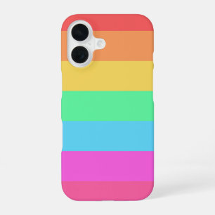 Pastel Rainbow Colours Stripes Design  iPhone 16 Case