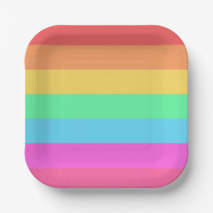Pastel Rainbow Colours Stripes Design Paper Plate