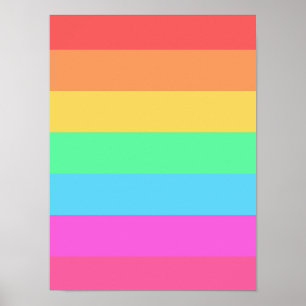Pastel Rainbow Colours Stripes Design  Poster