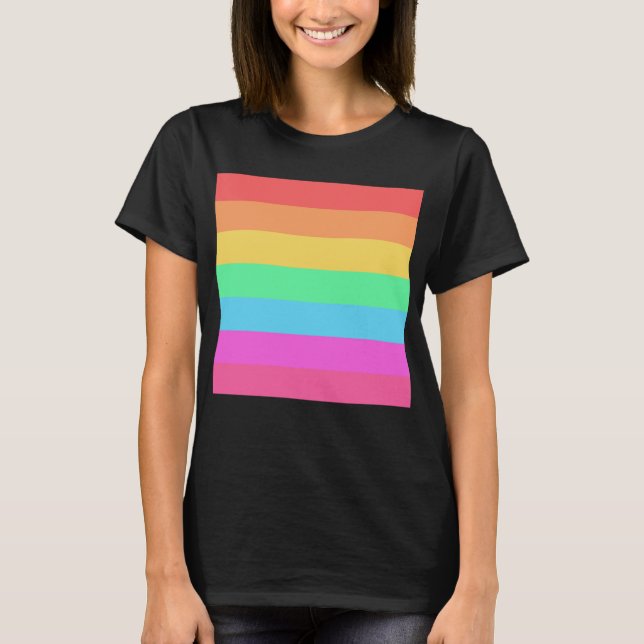 Pastel Rainbow Colours Stripes Design  T-Shirt (Front)