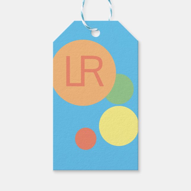 Pastel Rainbow Confetti Gift Tag – Custom Initial (Front)