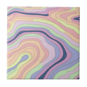 Pastel Rainbow contour pattern big Tile