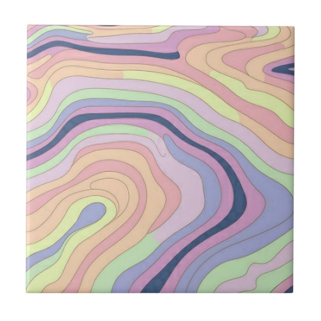 Pastel Rainbow contour pattern big Tile (Front)