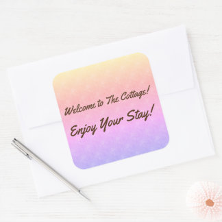 Pastel Rainbow Cottage Guest Rental Vacation House Square Sticker