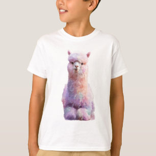Pastel Rainbow Cotton Candy Alpaca Kids T-Shirt
