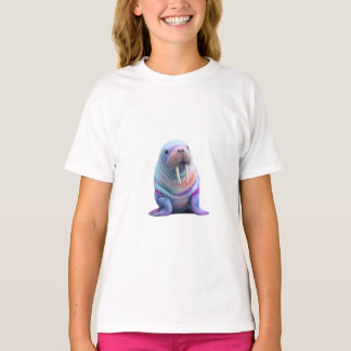 Pastel Rainbow Cotton Candy Walrus Kids T-Shirt