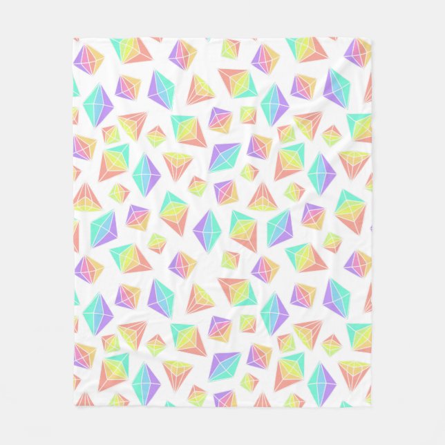 Pastel Rainbow Crystals Pattern Fleece Blanket (Front)
