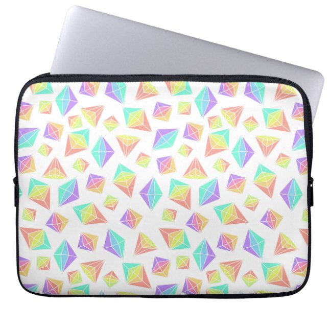 Pastel Rainbow Crystals Pattern Laptop Sleeve (Front)