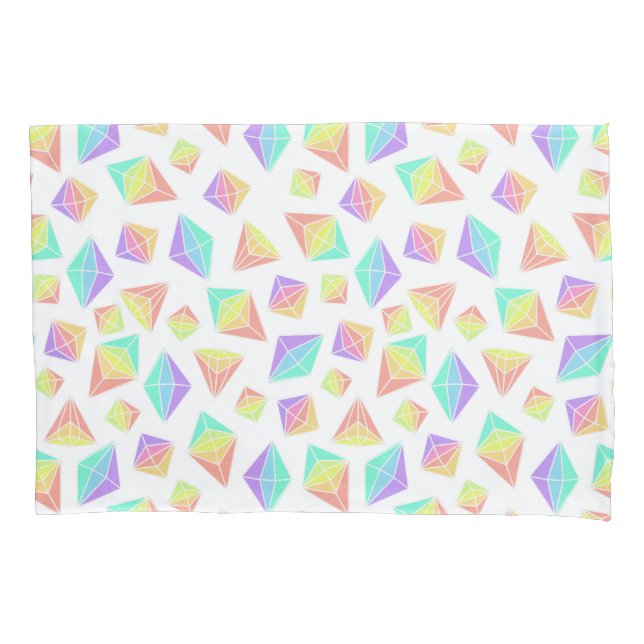 Pastel Rainbow Crystals Pattern Pillowcase (Front)
